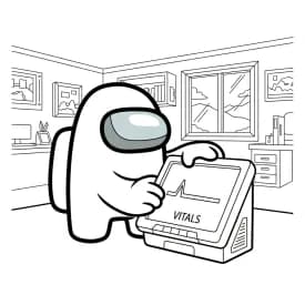 dois tripulantes de Among Us no interior da nave – desenho para colorir