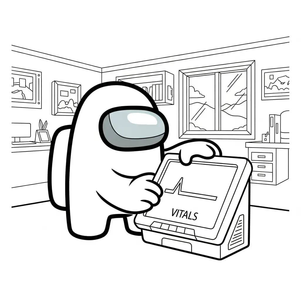 dois tripulantes de Among Us no interior da nave – desenho para colorir