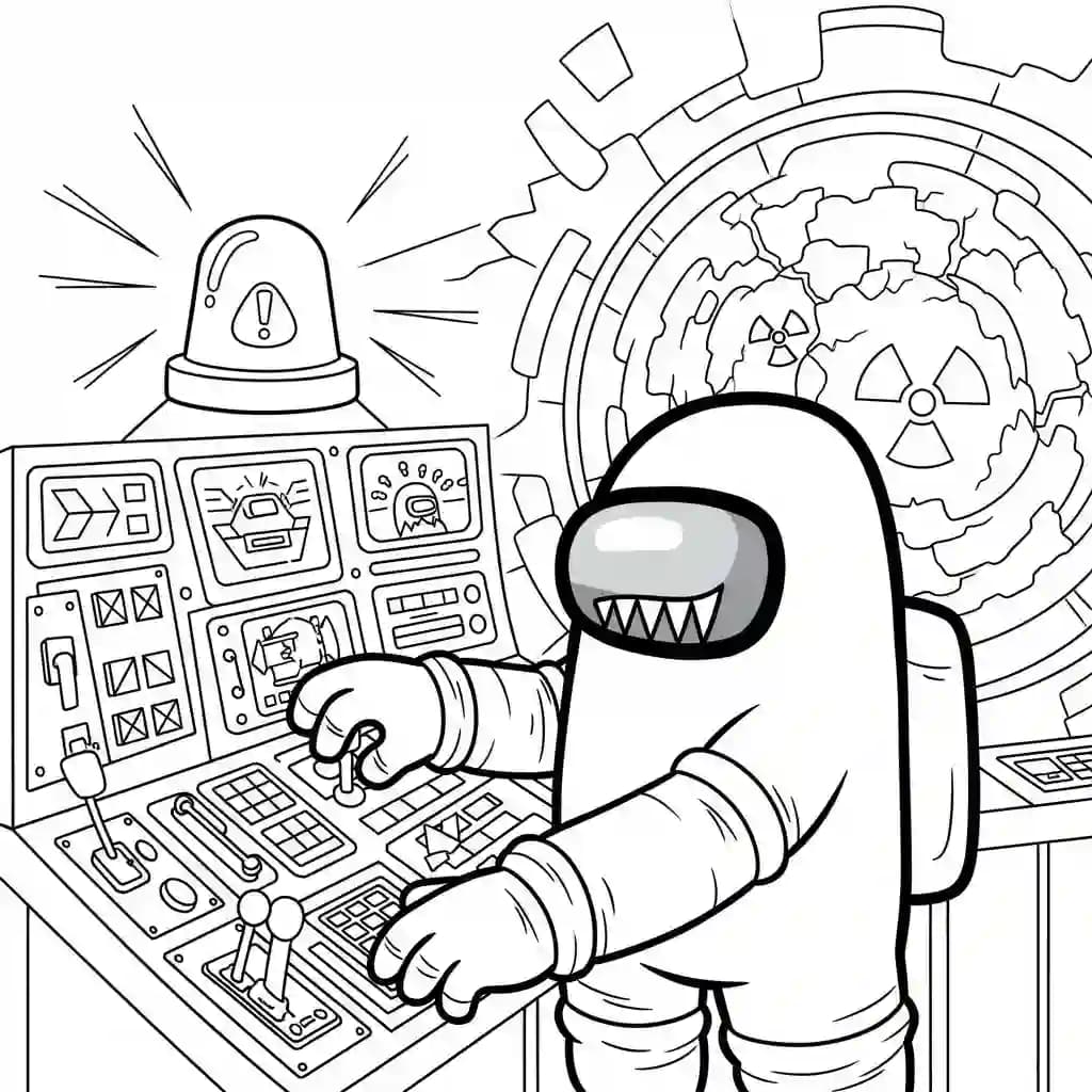 dois tripulantes de Among Us no interior da nave – desenho para colorir