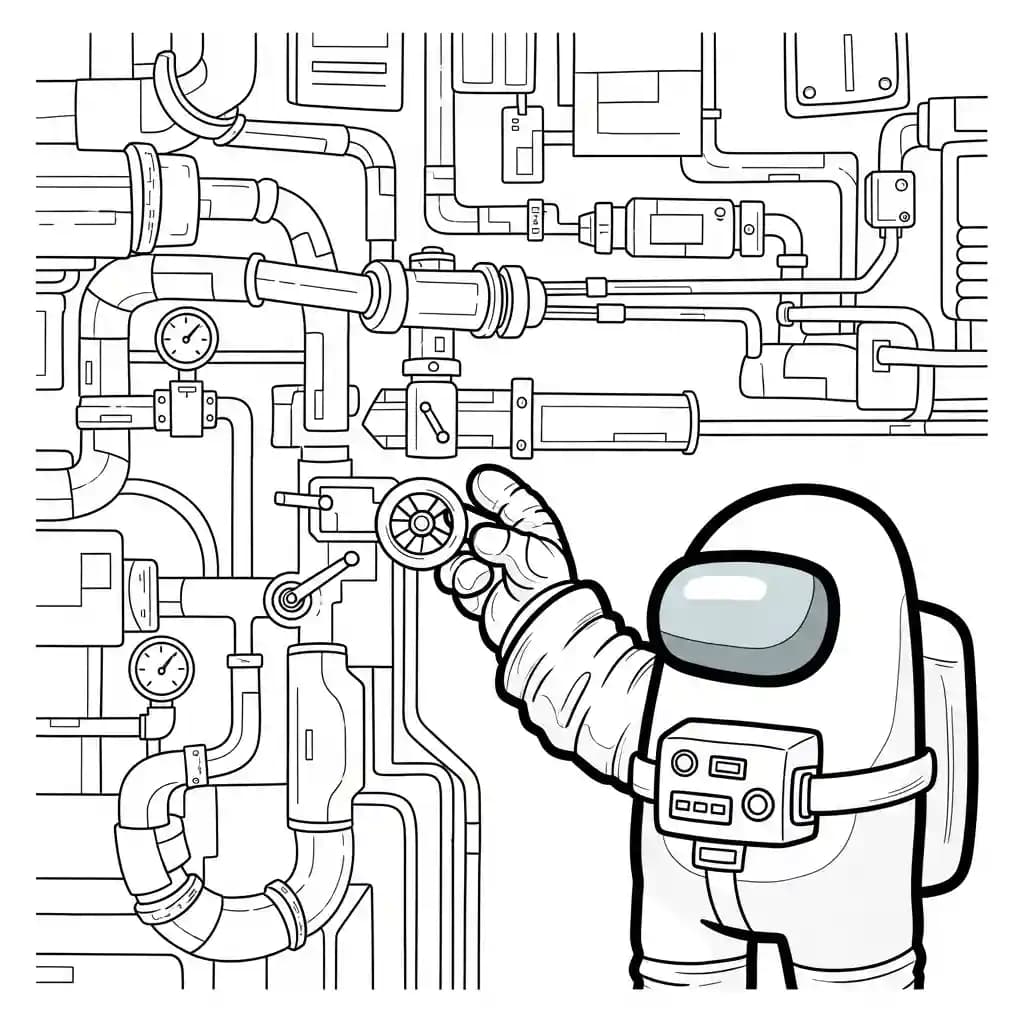 dois tripulantes de Among Us no interior da nave – desenho para colorir