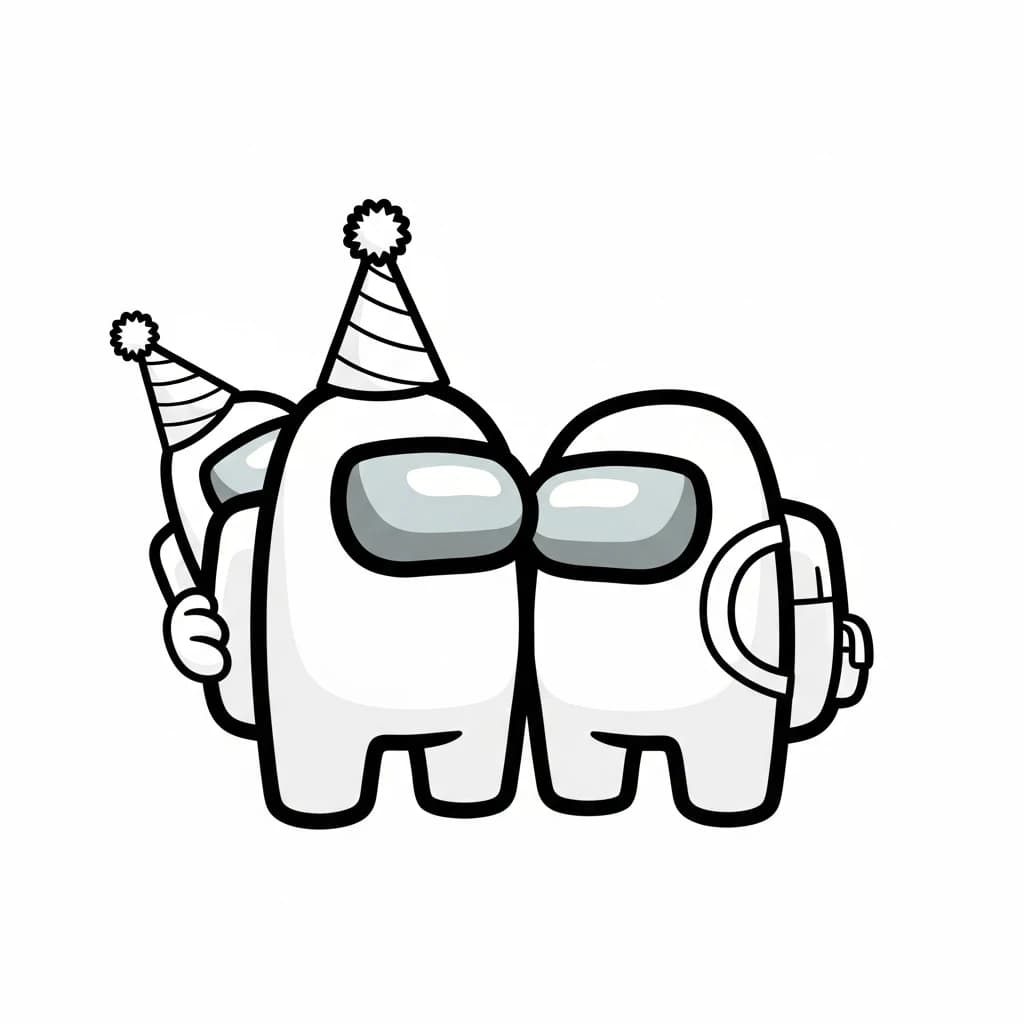 dois tripulantes de Among Us no interior da nave – desenho para colorir