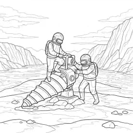 dois tripulantes de Among Us no interior da nave – desenho para colorir