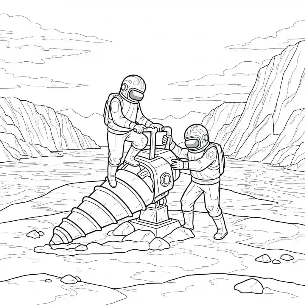 dois tripulantes de Among Us no interior da nave – desenho para colorir