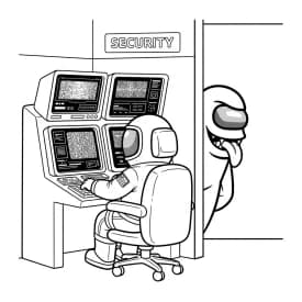 Desenho de Among Us com Dois Tripulantes para Colorir e Imprimir dois tripulantes de Among Us no interior da nave – desenho para colorir