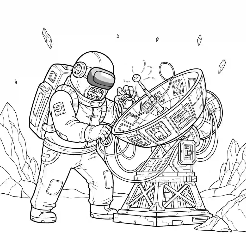 dois tripulantes de Among Us no interior da nave – desenho para colorir