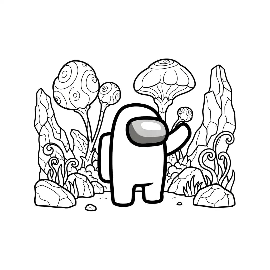 dois tripulantes de Among Us no interior da nave – desenho para colorir