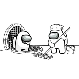 dois tripulantes de Among Us no interior da nave – desenho para colorir