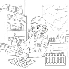 Desenho de Among Us com Dois Tripulantes para Colorir e Imprimir dois tripulantes de Among Us no interior da nave – desenho para colorir