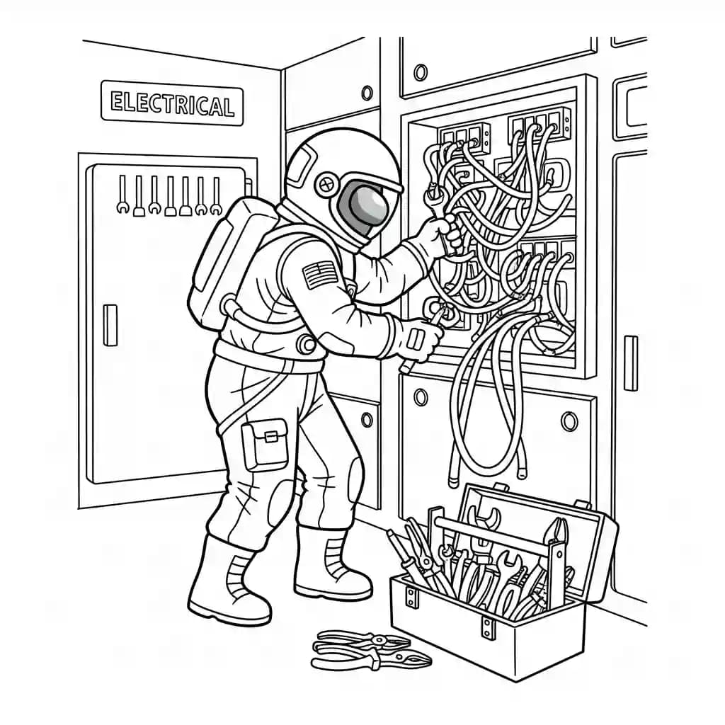 dois tripulantes de Among Us no interior da nave – desenho para colorir