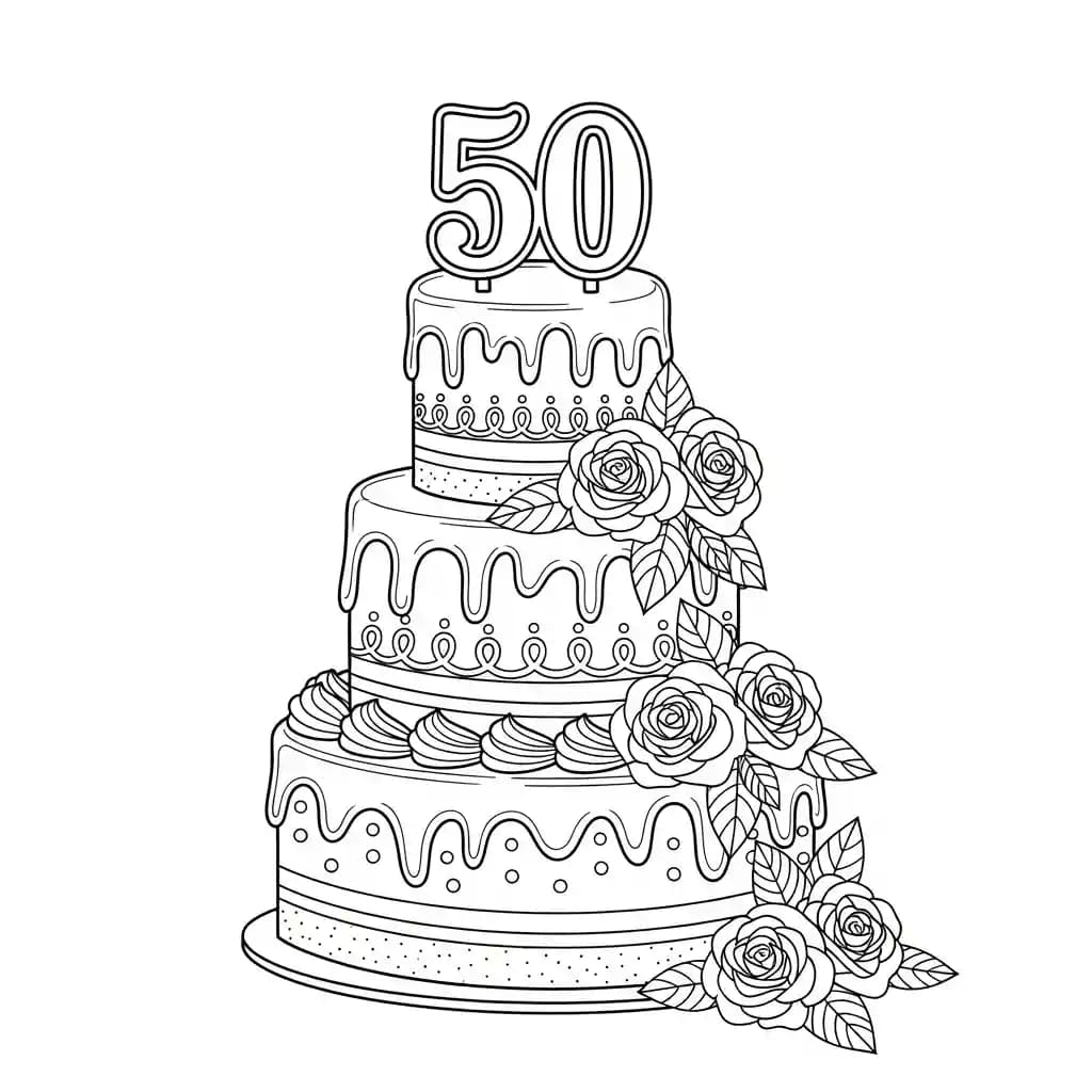 Desenho de Aniversário para Colorir e Imprimir