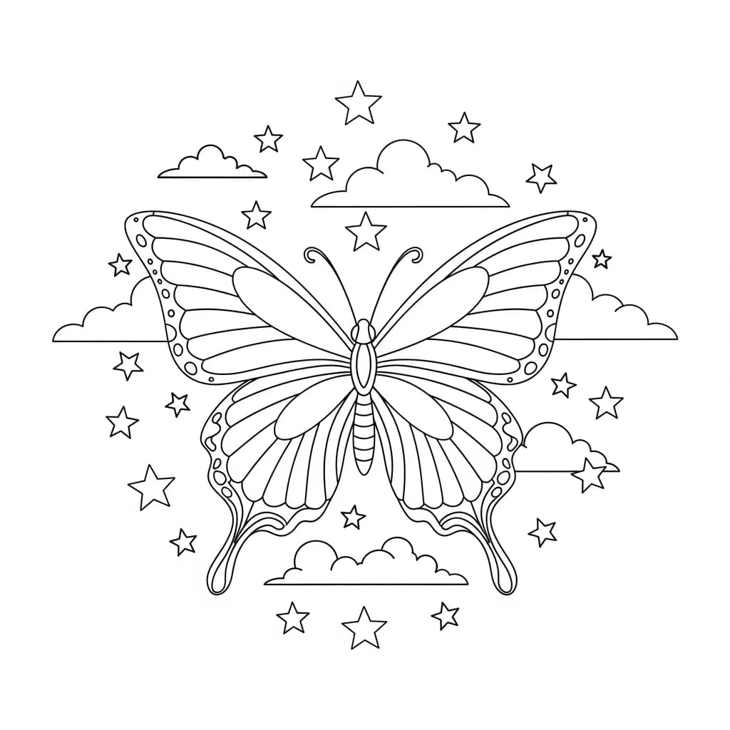 Desenho de Borboleta para Colorir e Imprimir