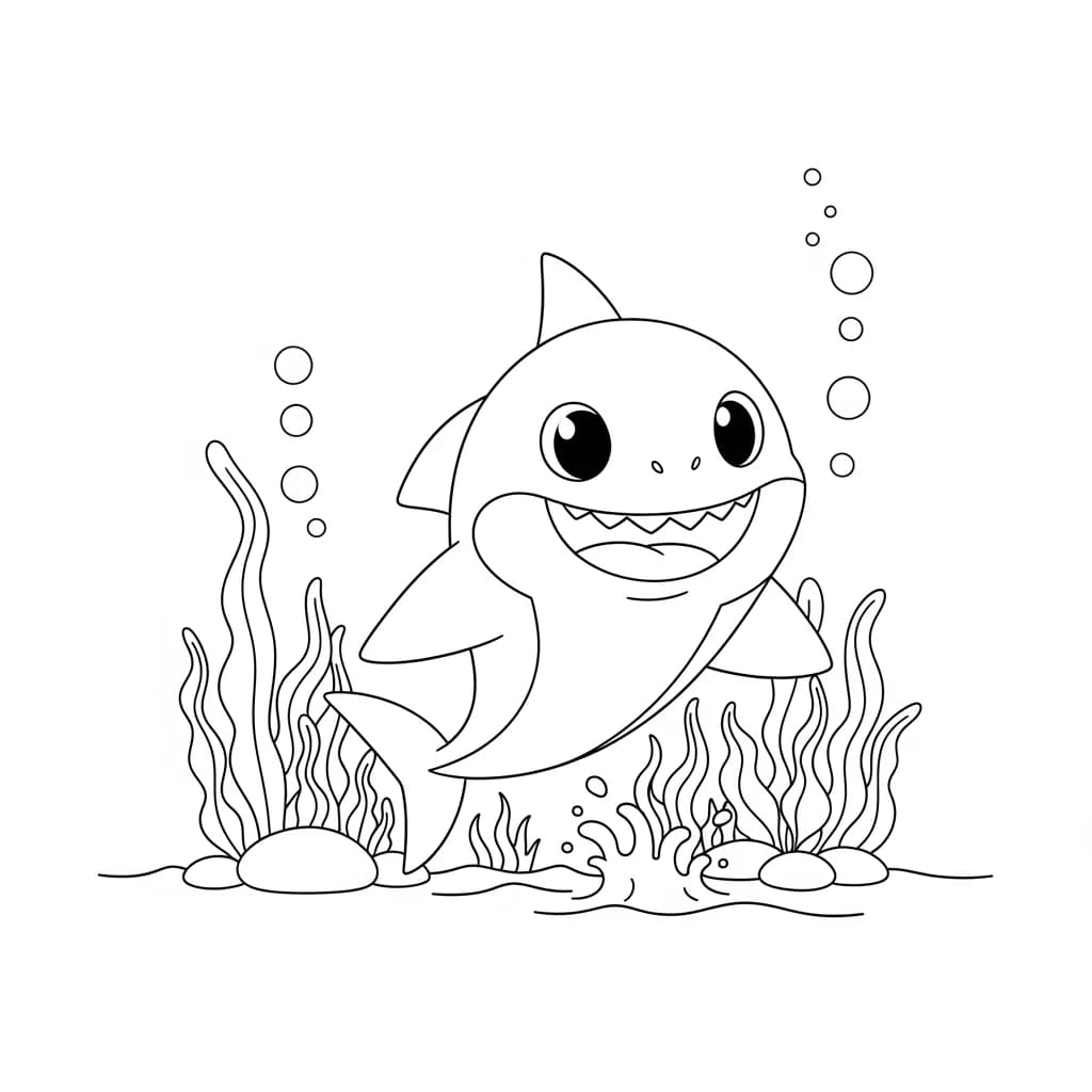 Desenho do Baby Shark para Colorir e Imprimir