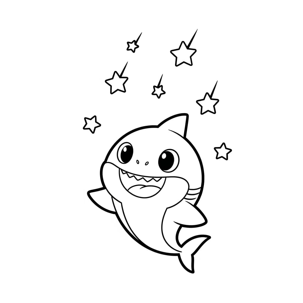 Desenho do Baby Shark para Colorir e Imprimir