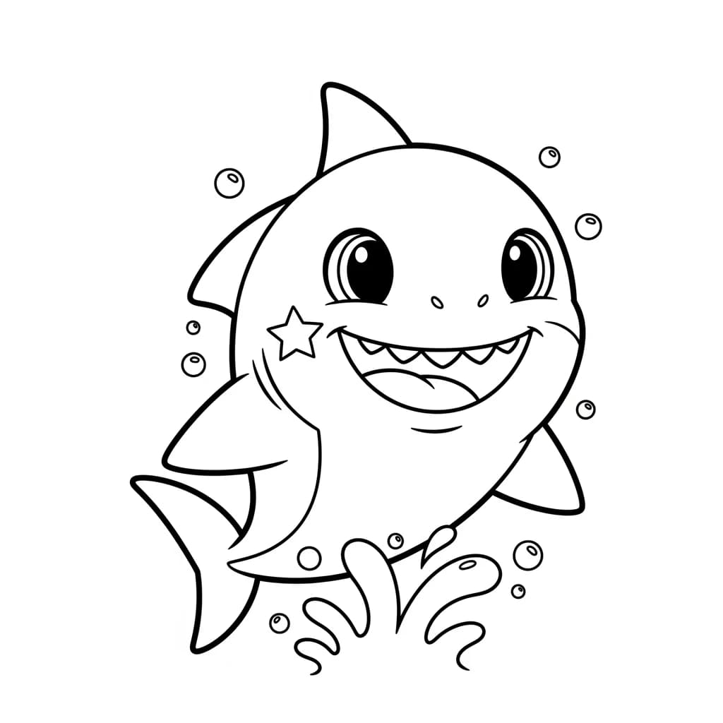 Desenho do Baby Shark para Colorir e Imprimir
