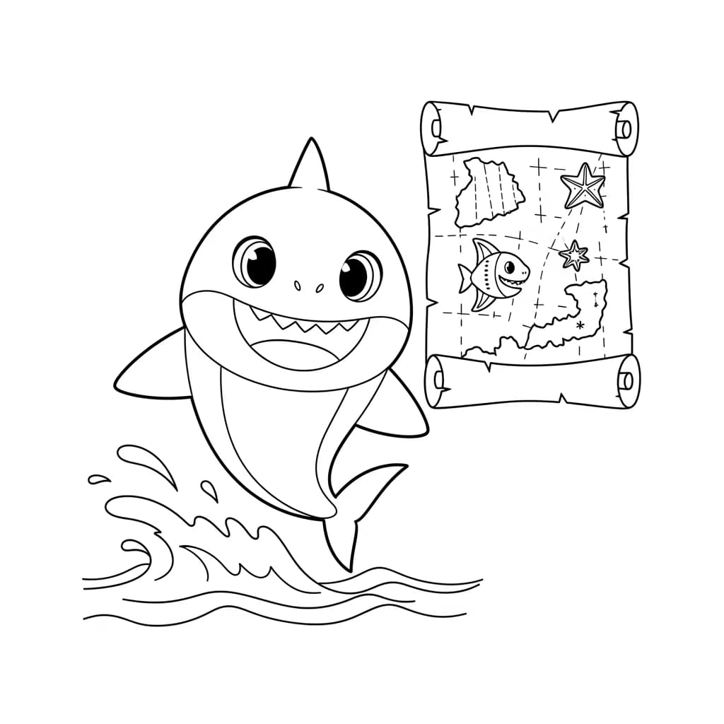 Desenho do Baby Shark para Colorir e Imprimir