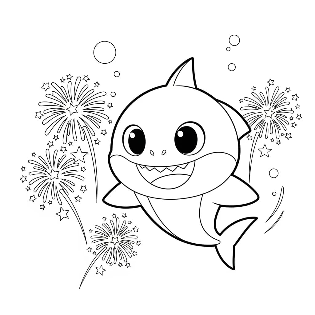 Desenho do Baby Shark para Colorir e Imprimir