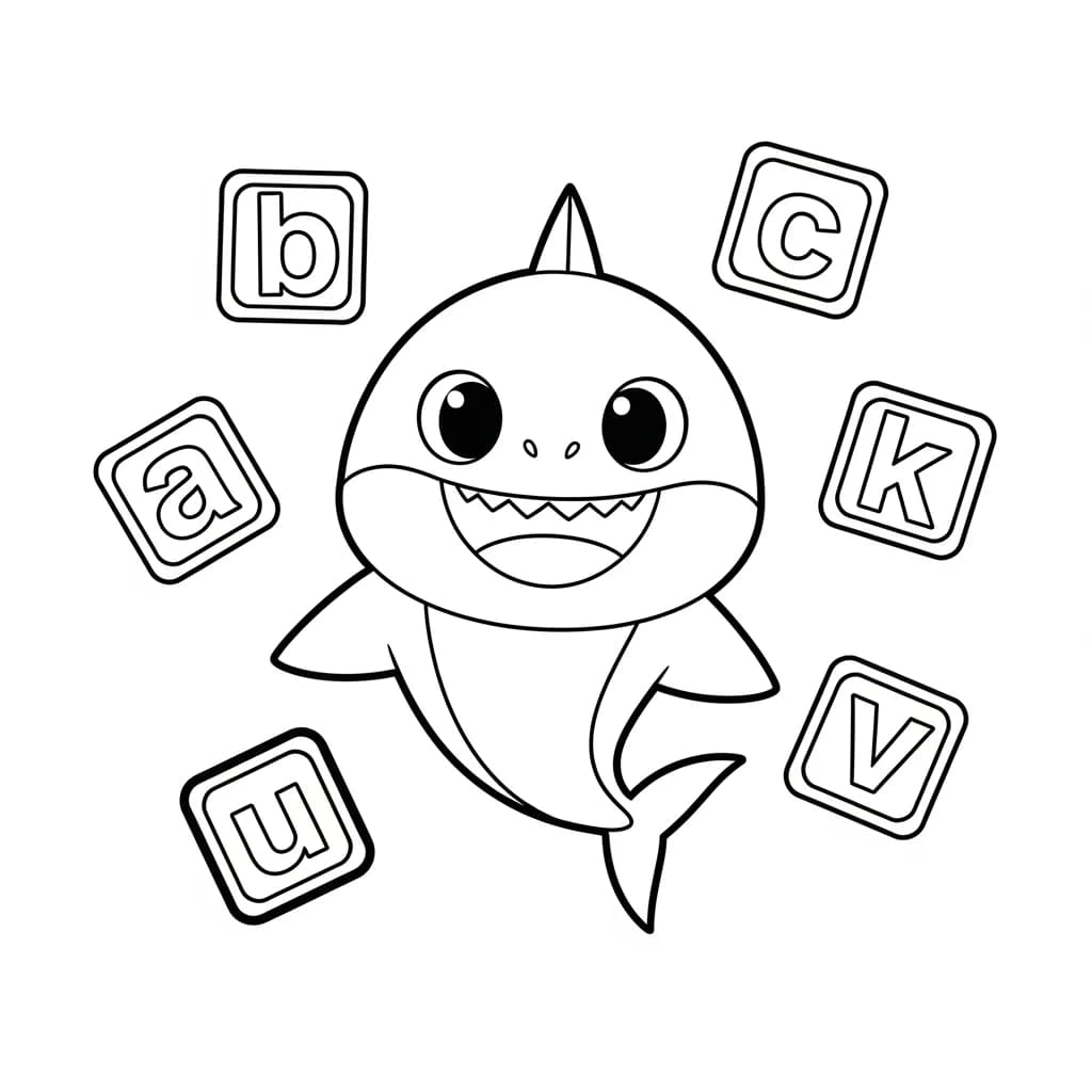 Desenho do Baby Shark para Colorir e Imprimir