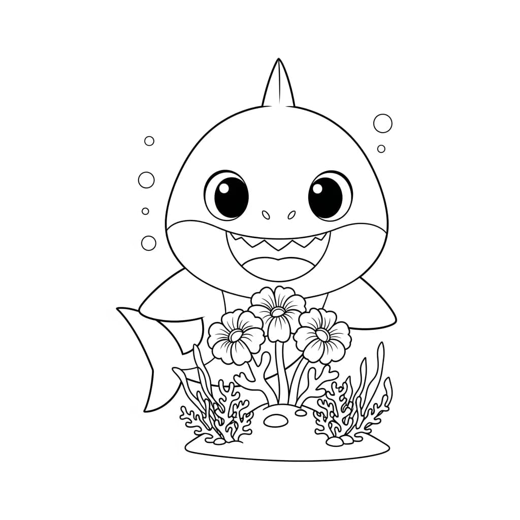 Desenho do Baby Shark para Colorir e Imprimir