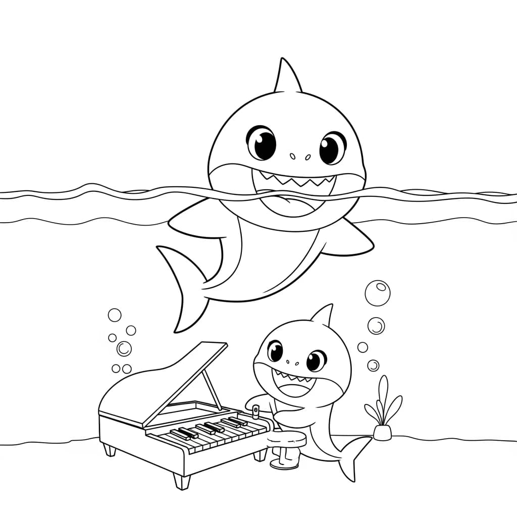 Desenho do Baby Shark para Colorir e Imprimir