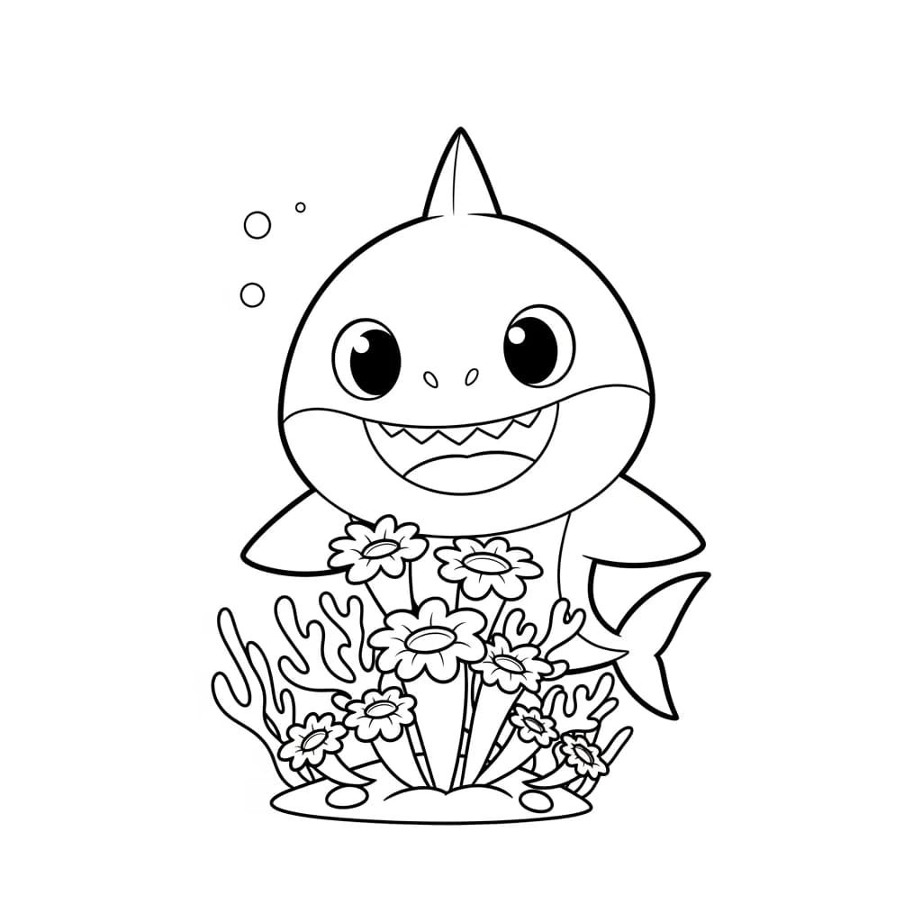 Desenho do Baby Shark para Colorir e Imprimir