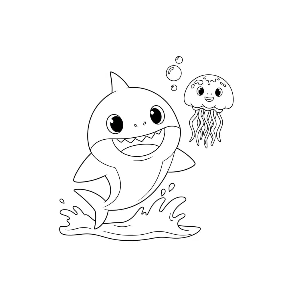 Desenho do Baby Shark para Colorir e Imprimir
