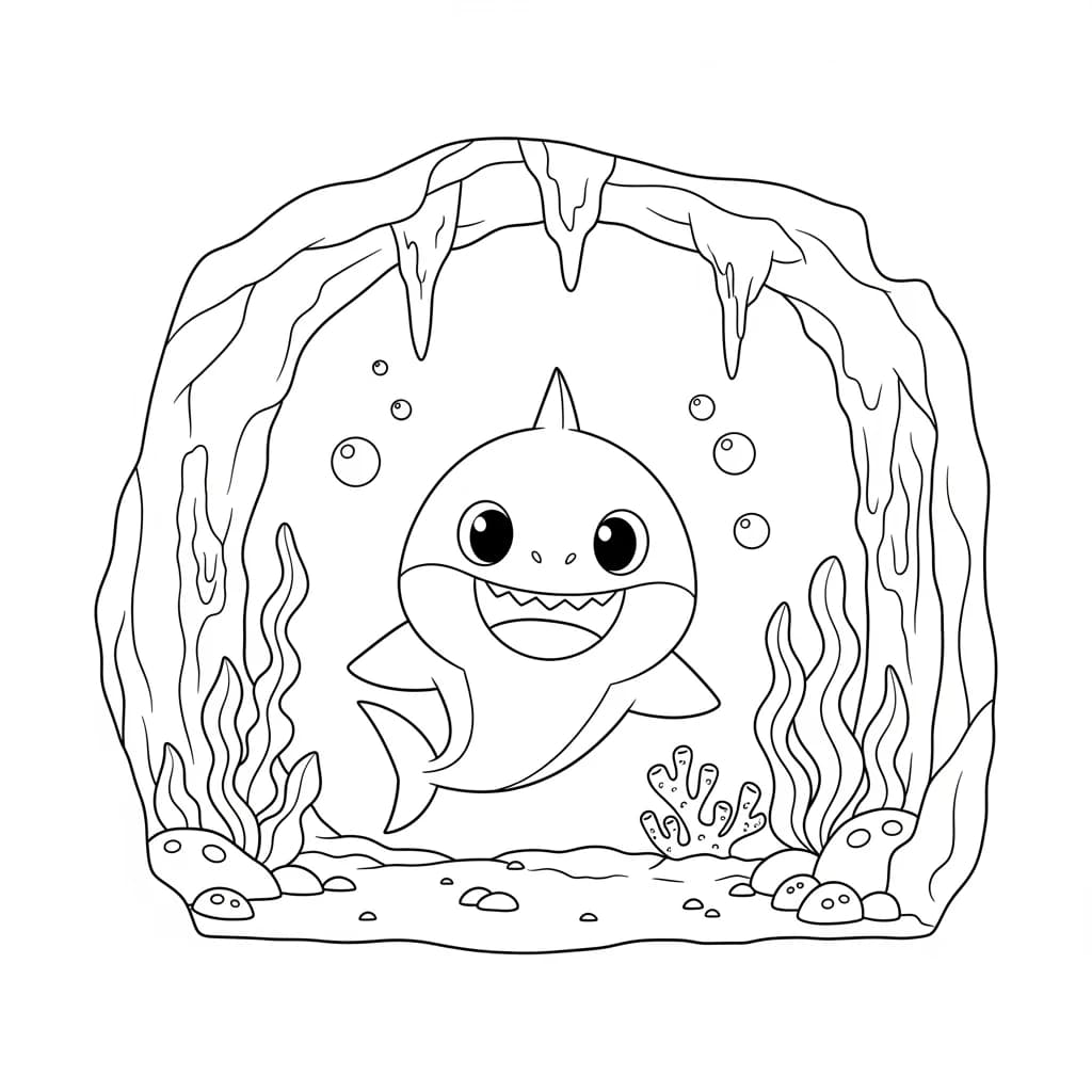 Desenho do Baby Shark para Colorir e Imprimir