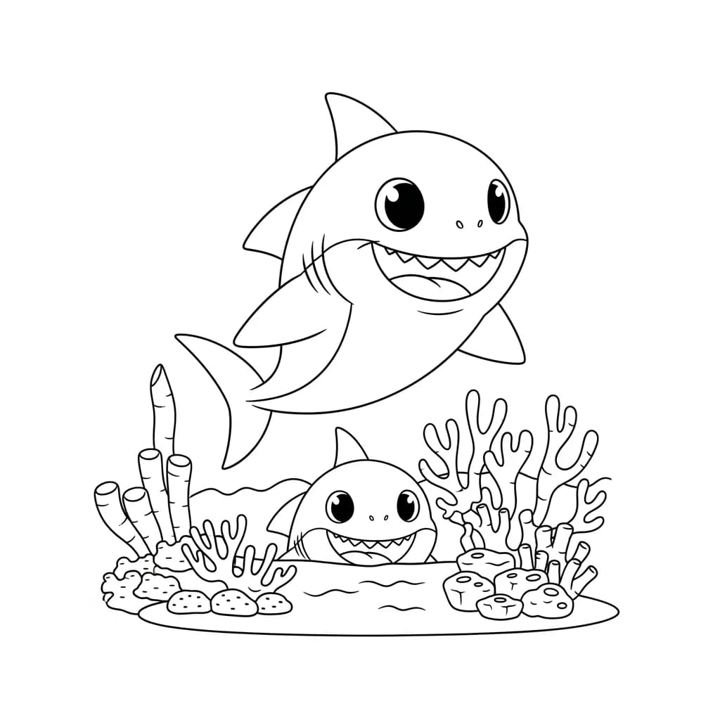 Desenho do Baby Shark para Colorir e Imprimir