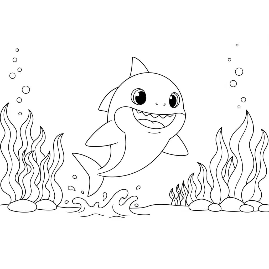 Desenho do Baby Shark para Colorir e Imprimir
