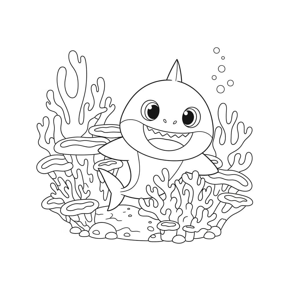 Desenho do Baby Shark para Colorir e Imprimir