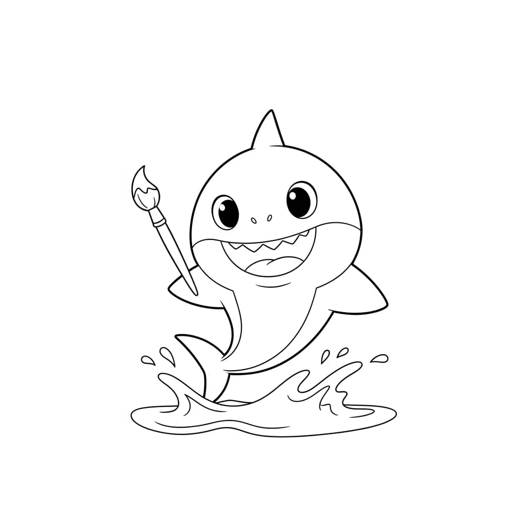 Desenho do Baby Shark para Colorir e Imprimir