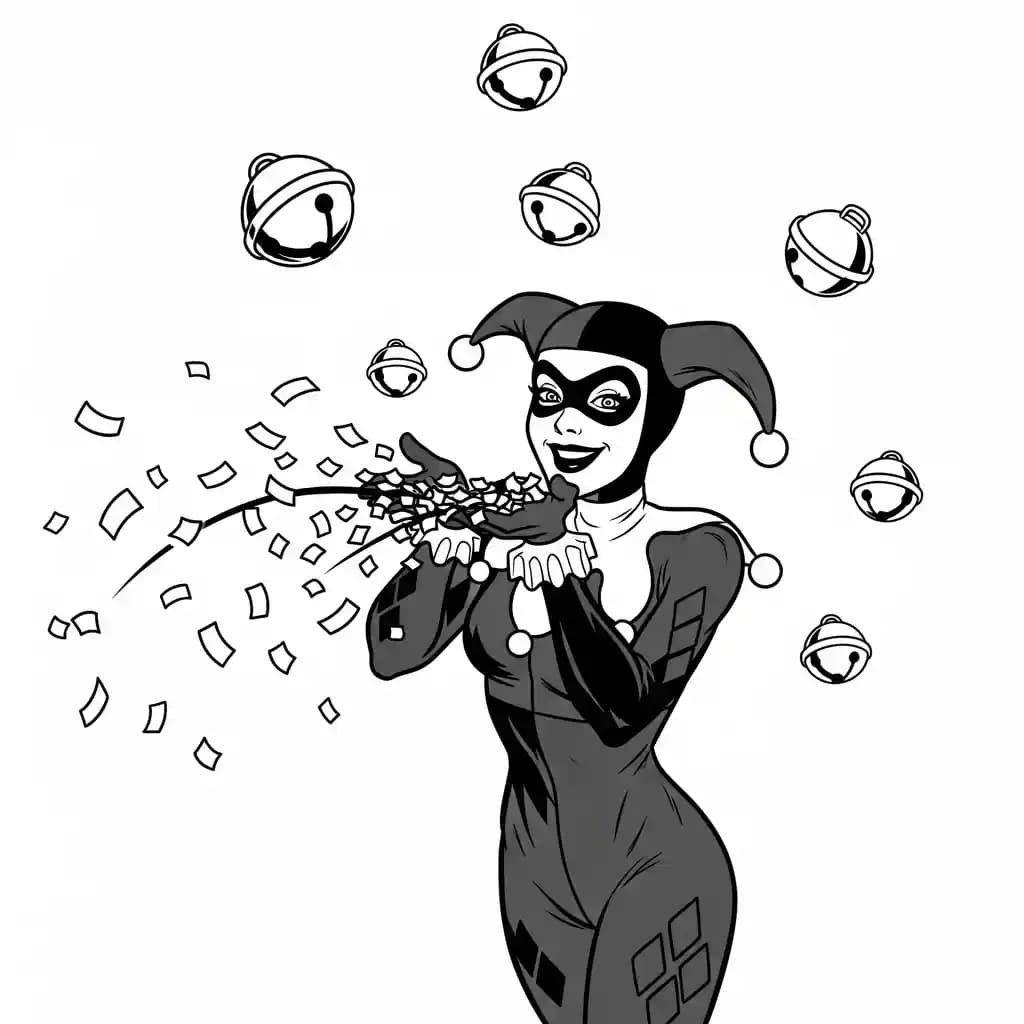 Desenhos da Arlequina para Imprimir e Colorir