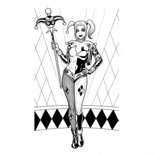 Desenhos da Arlequina para Imprimir e Colorir