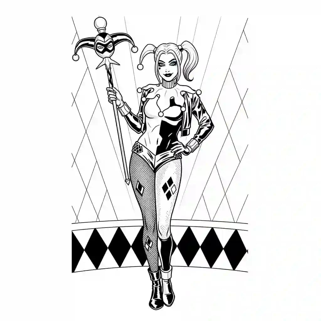 Desenhos da Arlequina para Imprimir e Colorir