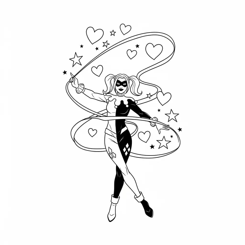 Desenhos da Arlequina para Imprimir e Colorir