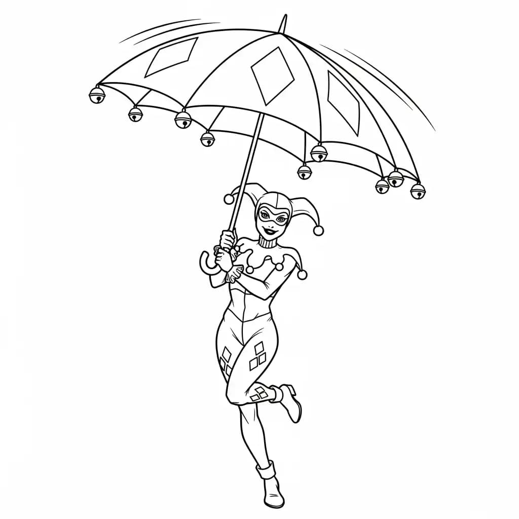 Desenhos da Arlequina para Imprimir e Colorir