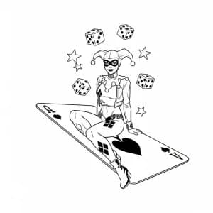 Desenhos da Arlequina para Imprimir e Colorir