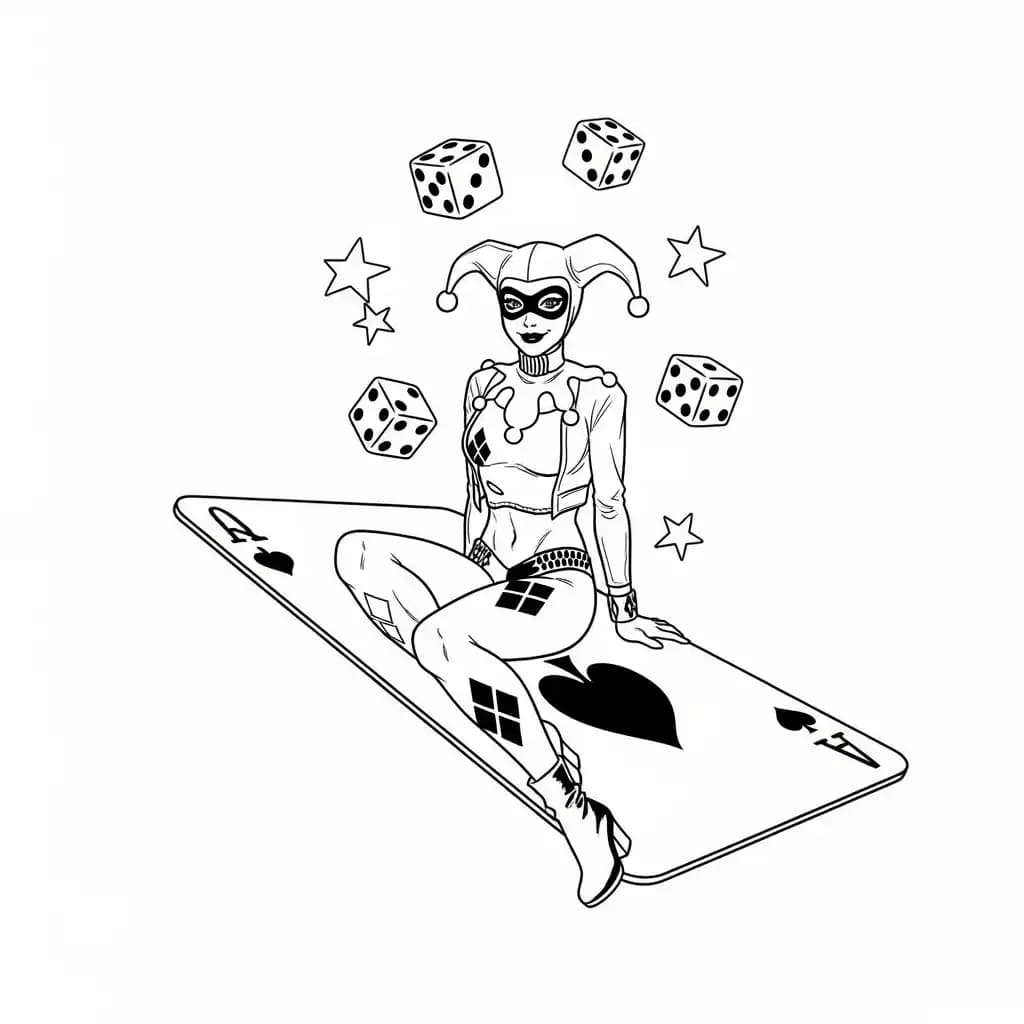 Desenhos da Arlequina para Imprimir e Colorir