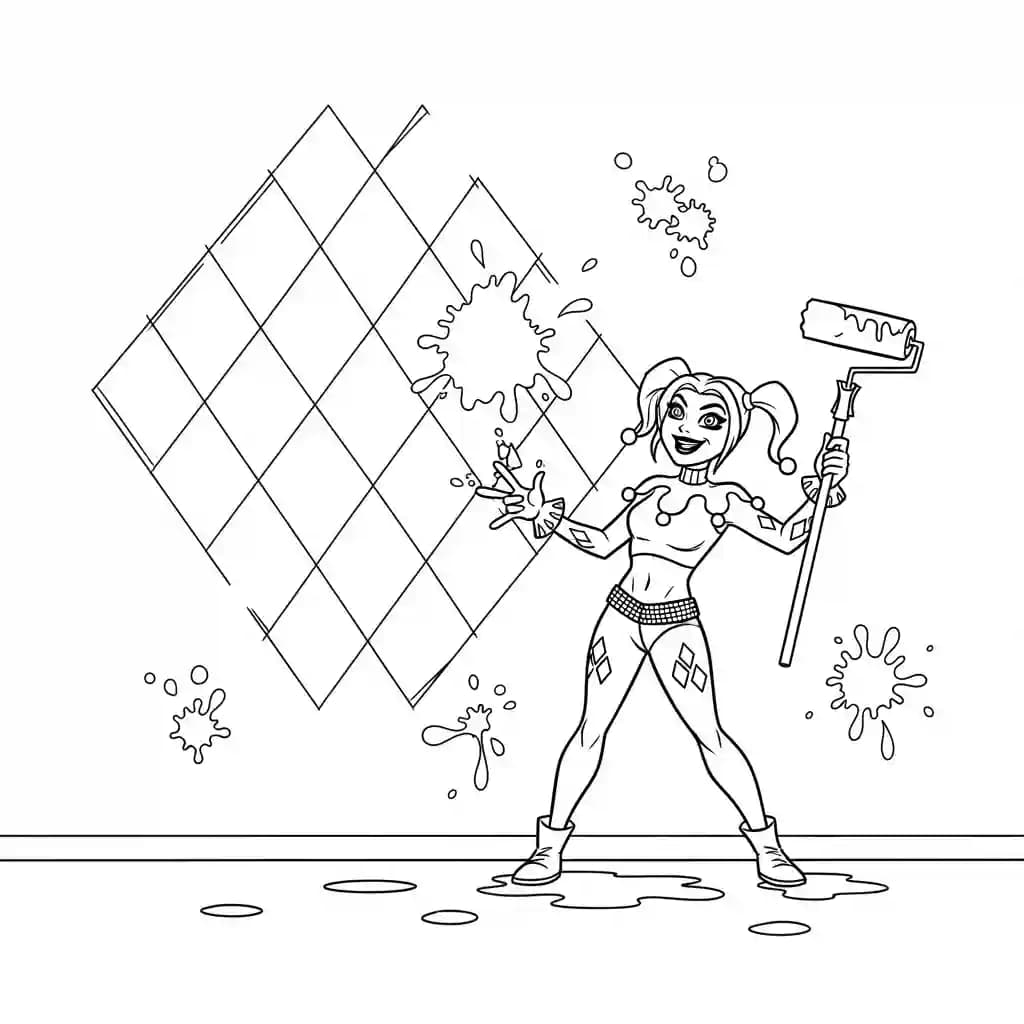 Desenhos da Arlequina para Imprimir e Colorir