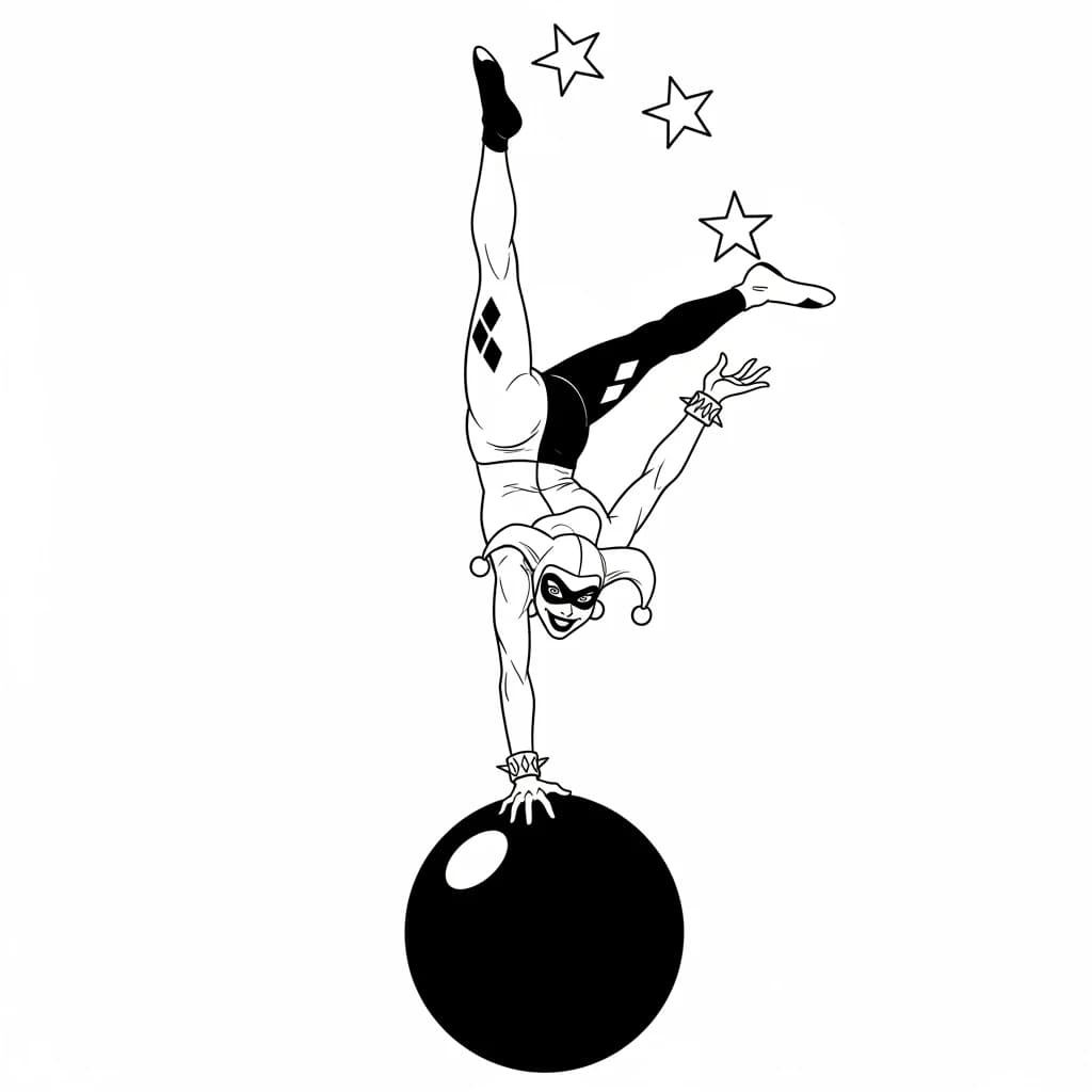 Desenhos da Arlequina para Imprimir e Colorir