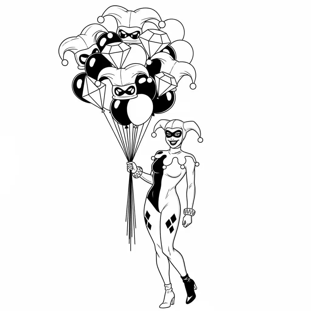 Desenhos da Arlequina para Imprimir e Colorir