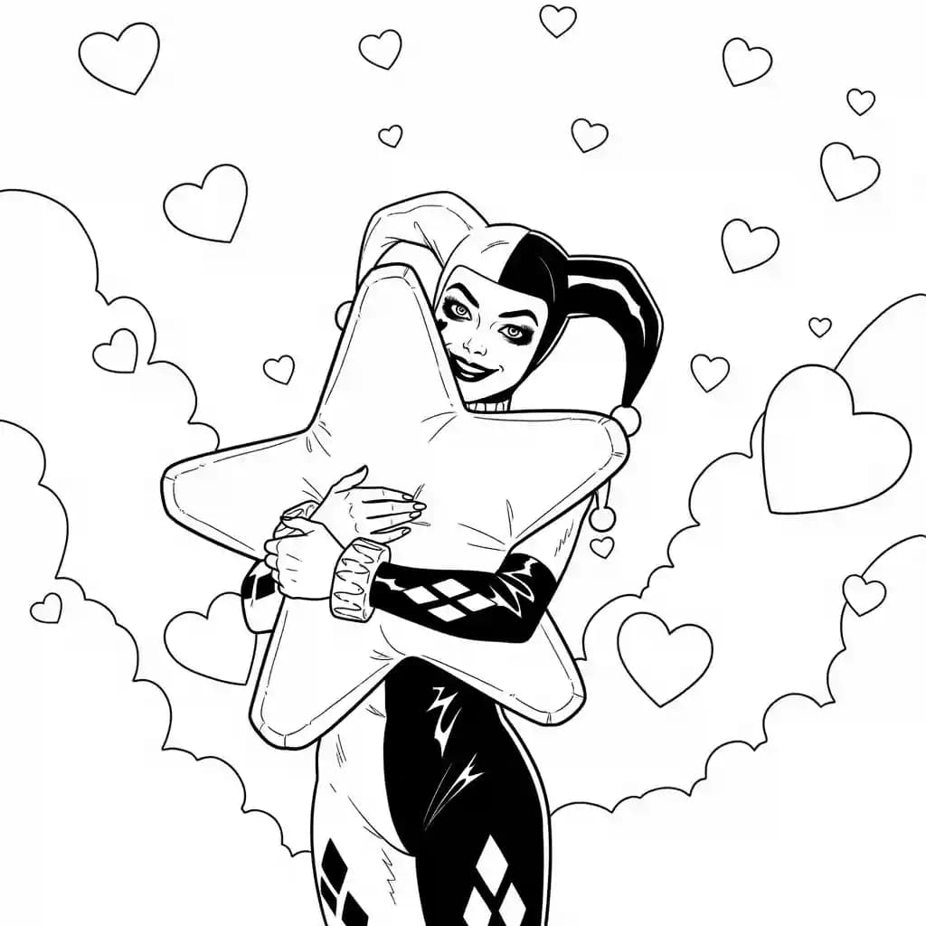 Desenhos da Arlequina para Imprimir e Colorir