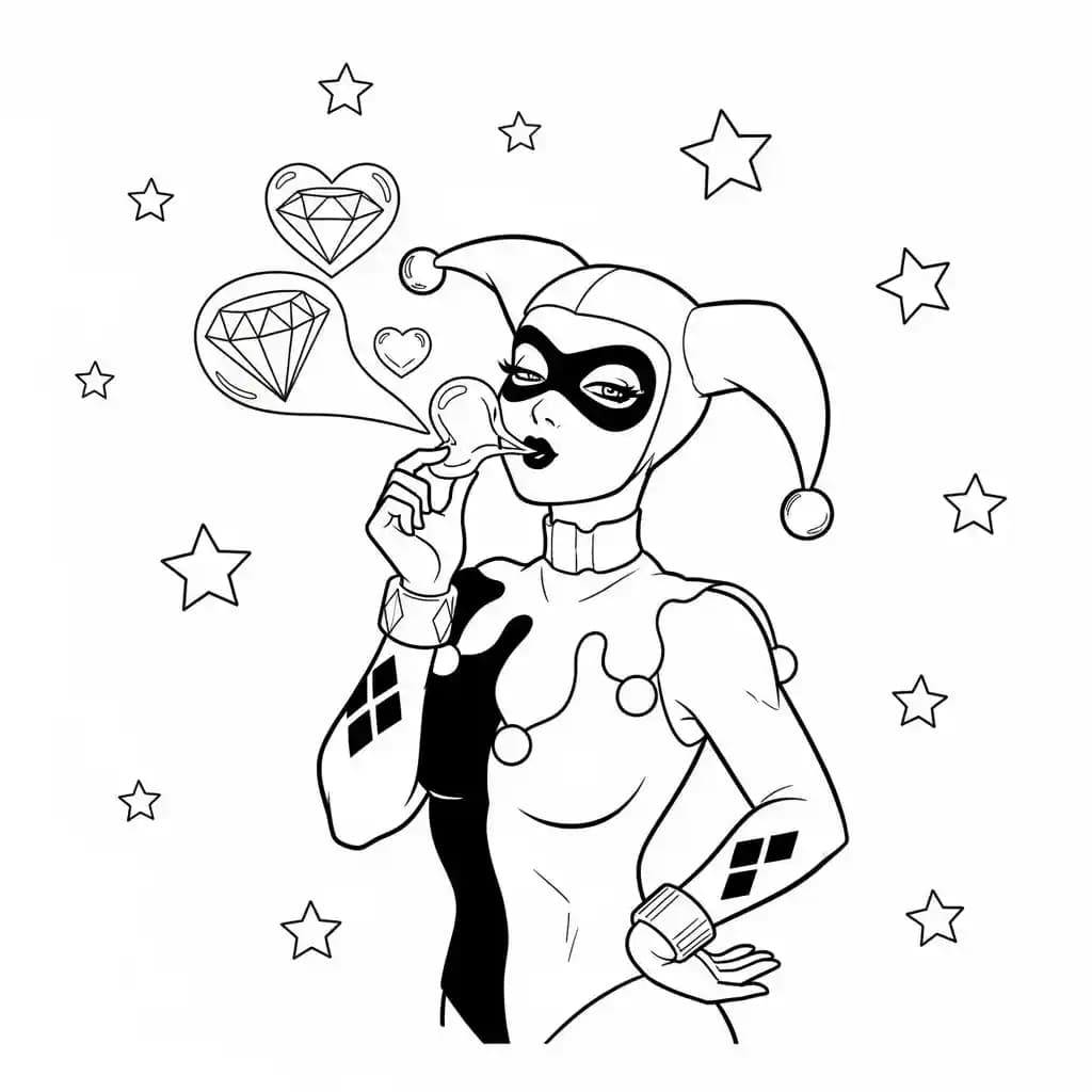 Desenhos da Arlequina para Imprimir e Colorir