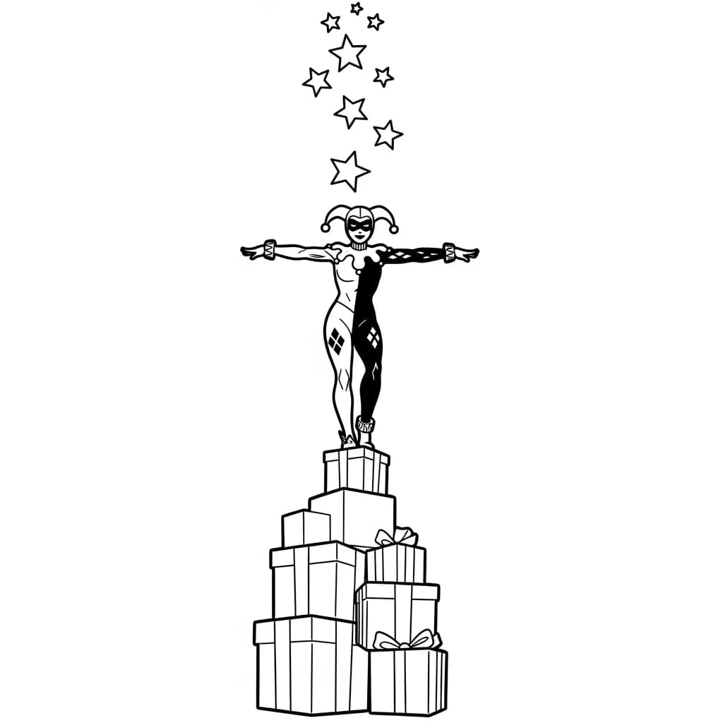 Desenhos da Arlequina para Imprimir e Colorir