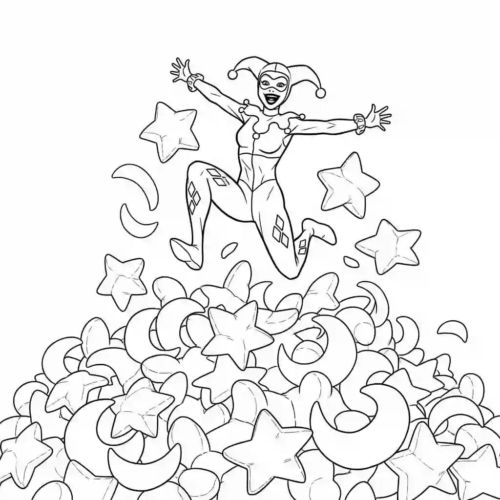 Desenhos da Arlequina para Imprimir e Colorir