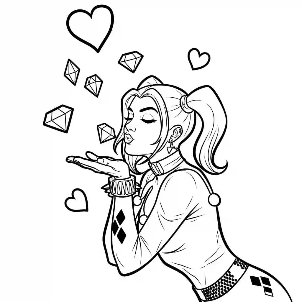 Desenhos da Arlequina para Imprimir e Colorir