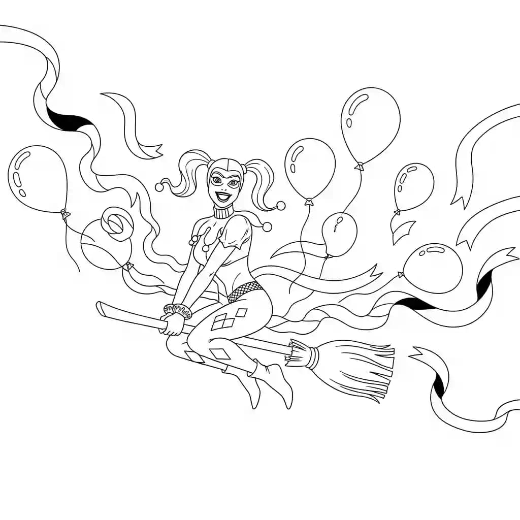 Desenhos da Arlequina para Imprimir e Colorir