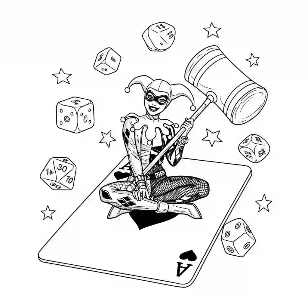 Desenhos da Arlequina para Imprimir e Colorir