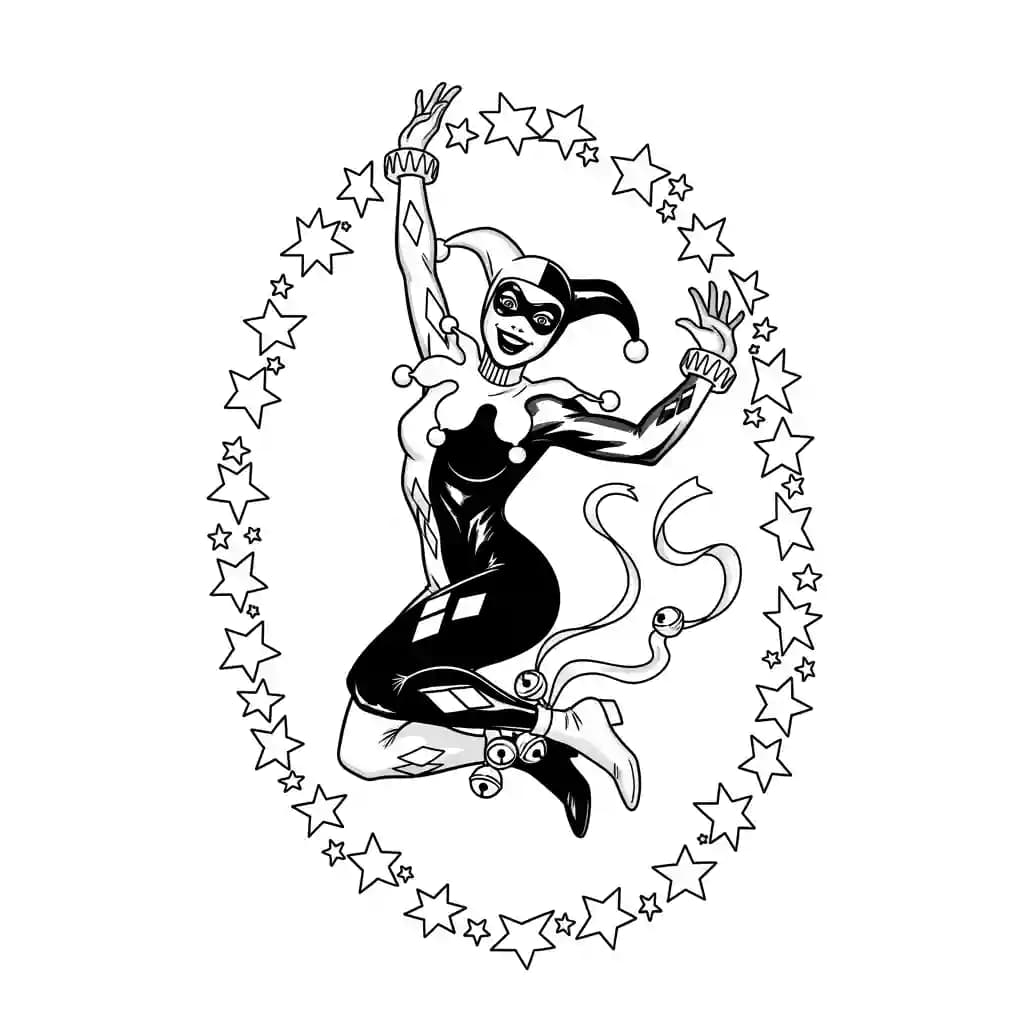 Desenhos da Arlequina para Imprimir e Colorir