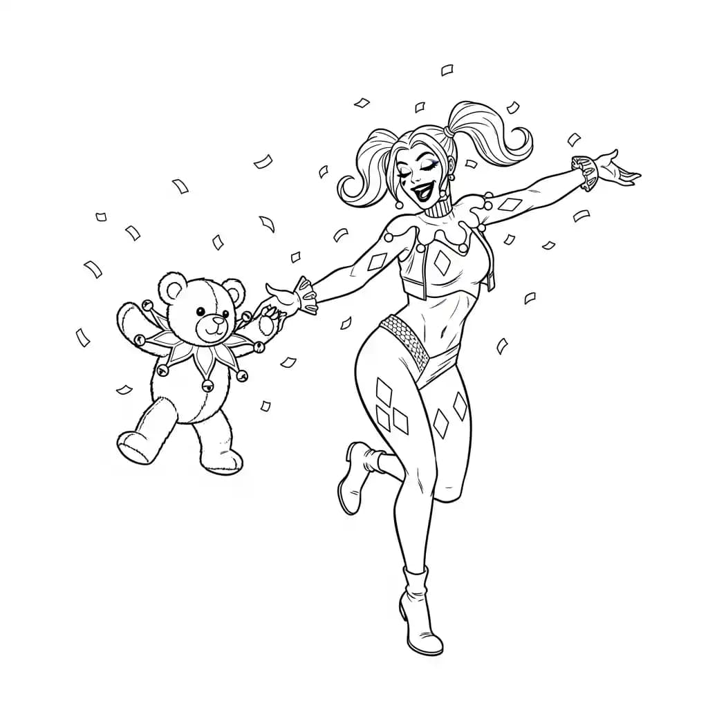 Desenhos da Arlequina para Imprimir e Colorir