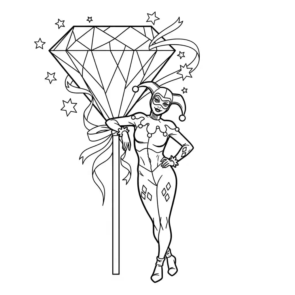 Desenhos da Arlequina para Imprimir e Colorir